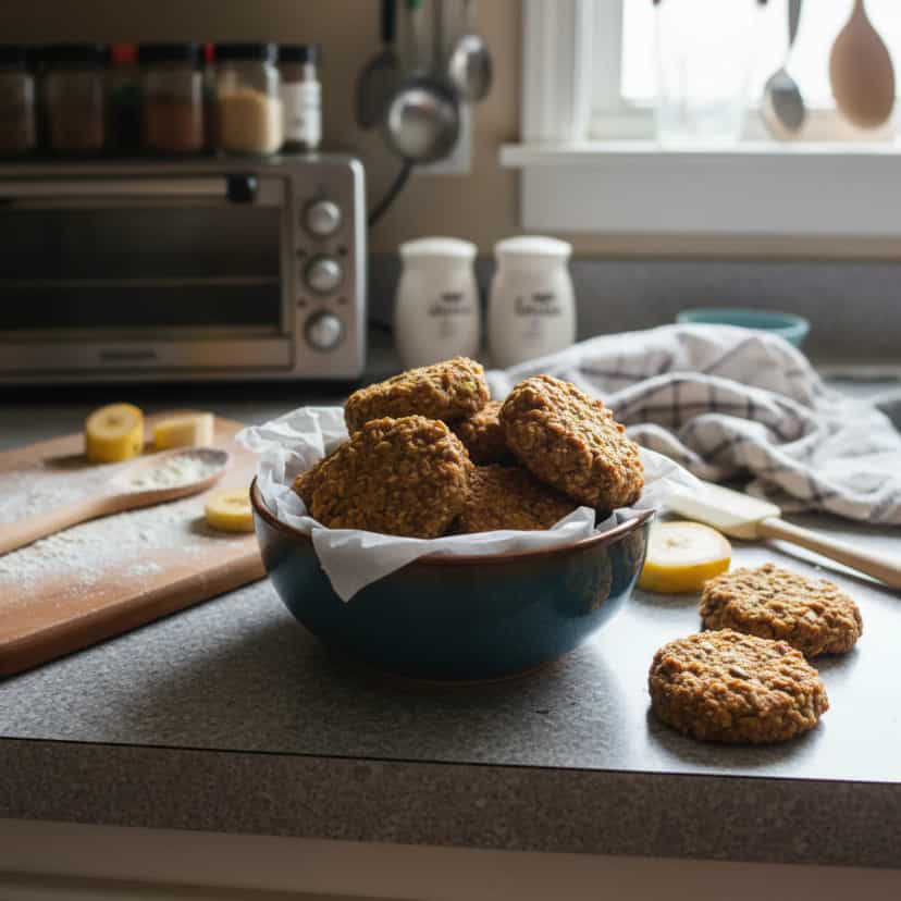 Foto deliciosa de Biscoitos de Banana com Aveia e Canela pronta para servir - Bolachas & Cookies