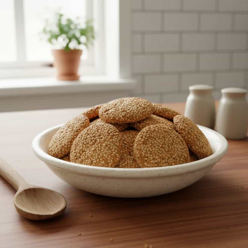 Foto deliciosa de Biscoitos de Gergelim com Chocolate pronta para servir - Bolachas & Cookies