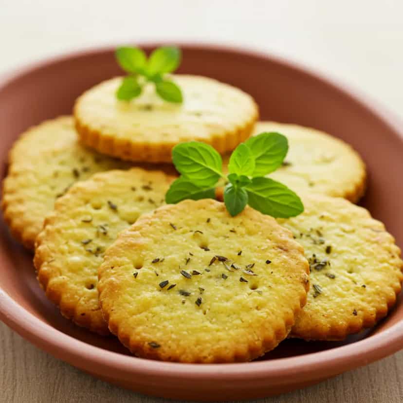 Foto deliciosa de Biscoitos de Parmesão e Orégano pronta para servir - Snacks Assados