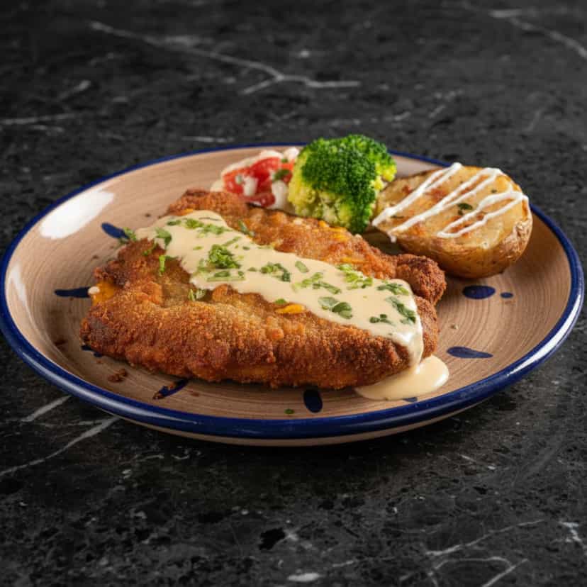Foto deliciosa de Bisteca de Porco Empanada ao Forno pronta para servir - Carnes & Frango