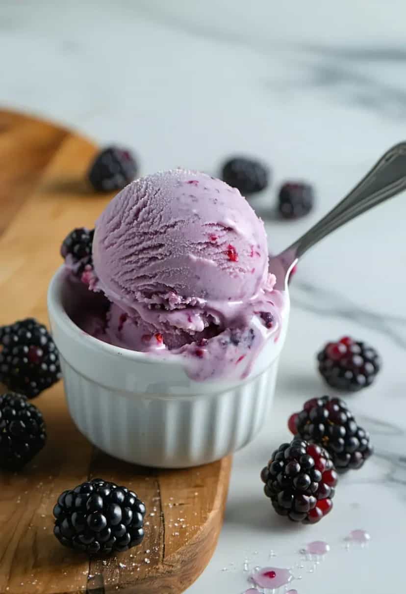 Foto deliciosa de Sorvete de Amora pronta para servir - Doces Gelados & Sorvetes