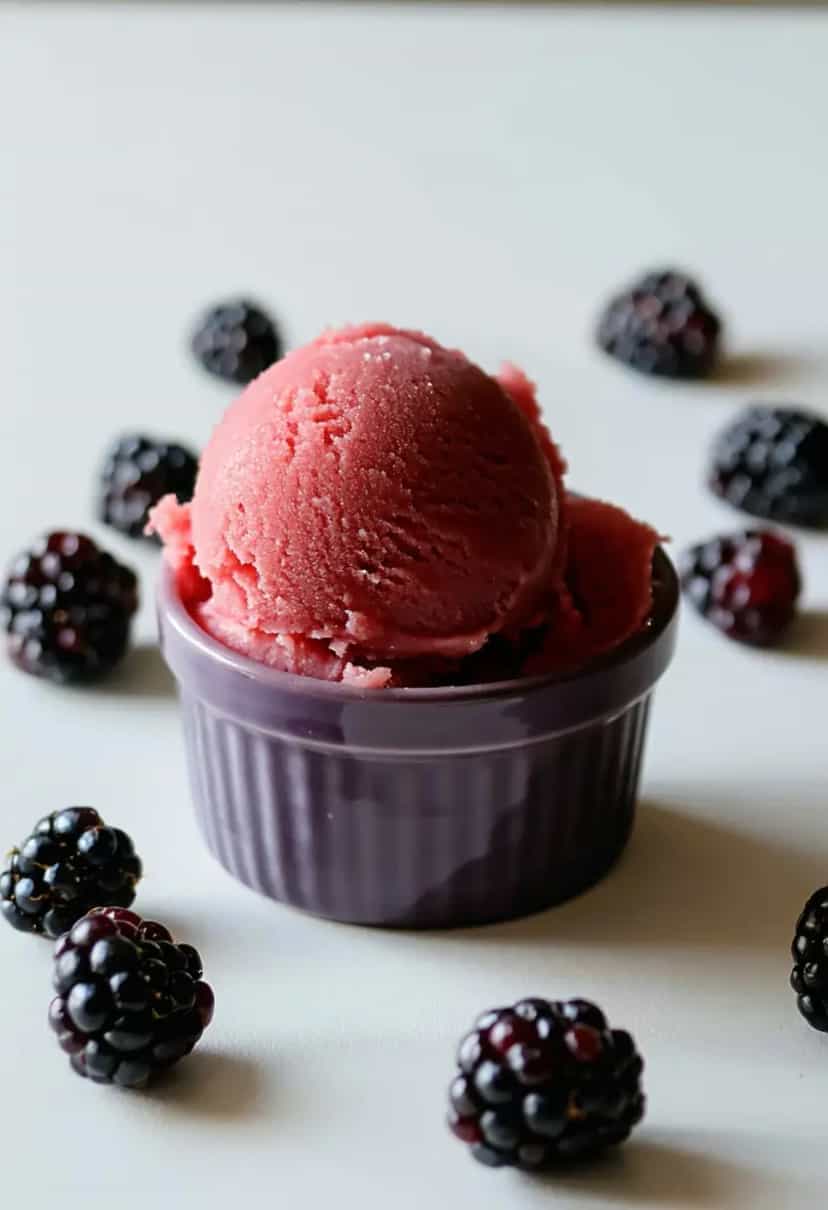 Foto deliciosa de Sorvete de Amora pronta para servir - Doces Gelados & Sorvetes