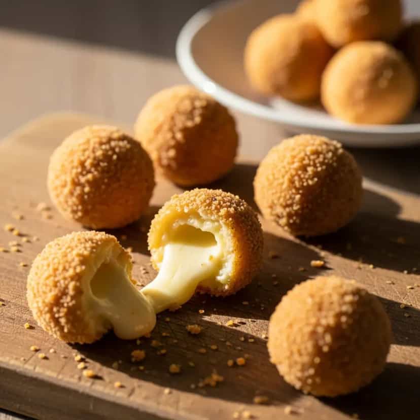 Foto deliciosa de Bolinha de Queijo Brie Crocante pronta para servir - Salgadinhos