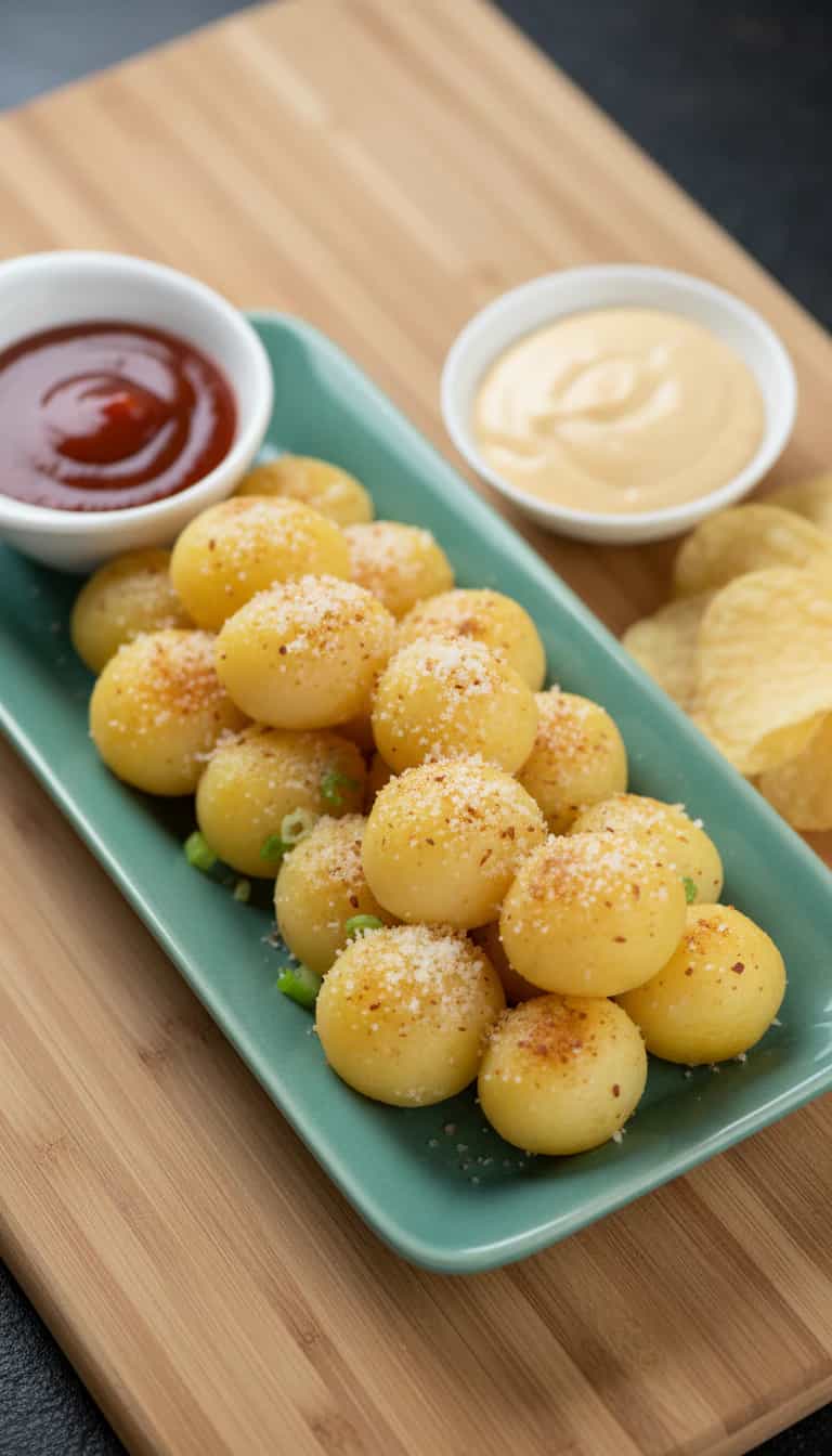 Foto deliciosa de Bolinhas de Queijo Minas e Parmesão pronta para servir - Salgadinhos