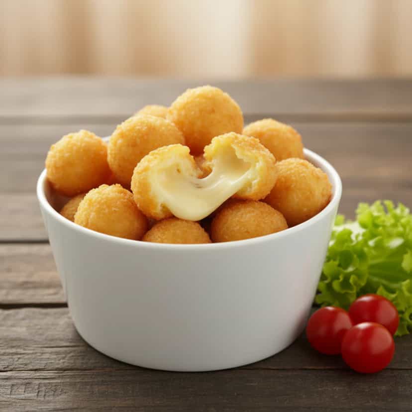 Foto deliciosa de Bolinhas de Queijo Prato pronta para servir - Salgadinhos