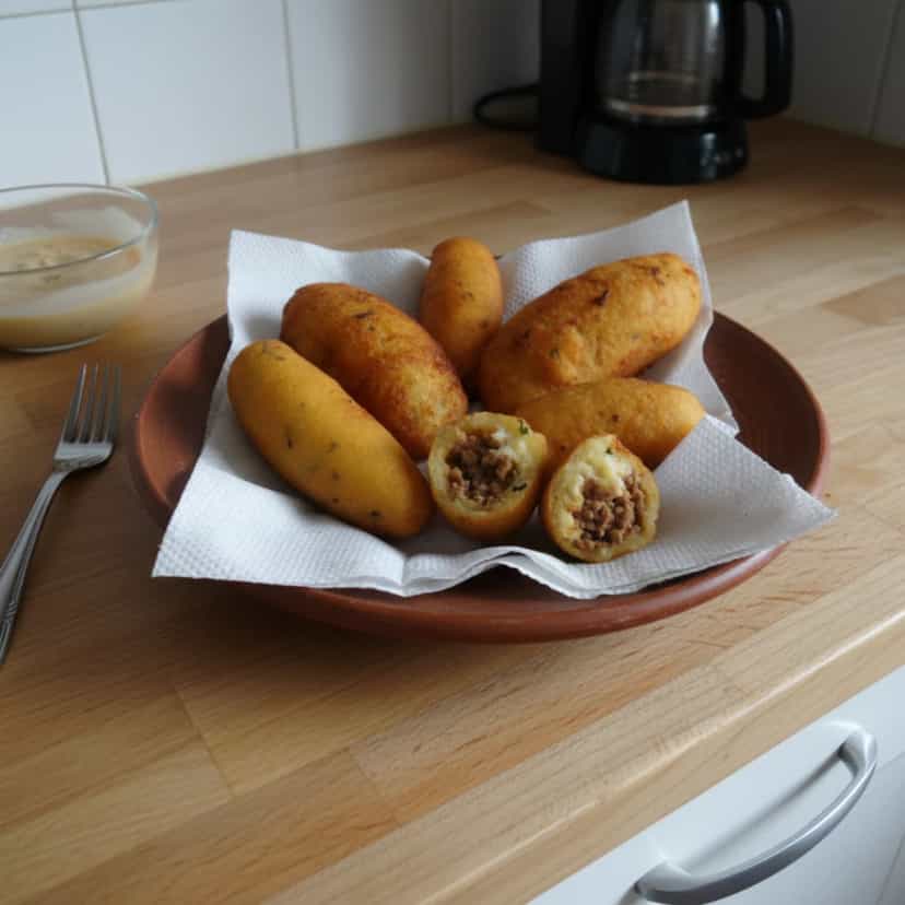 Foto deliciosa de Bolinho de Aipim com Carne Moída pronta para servir - Salgadinhos