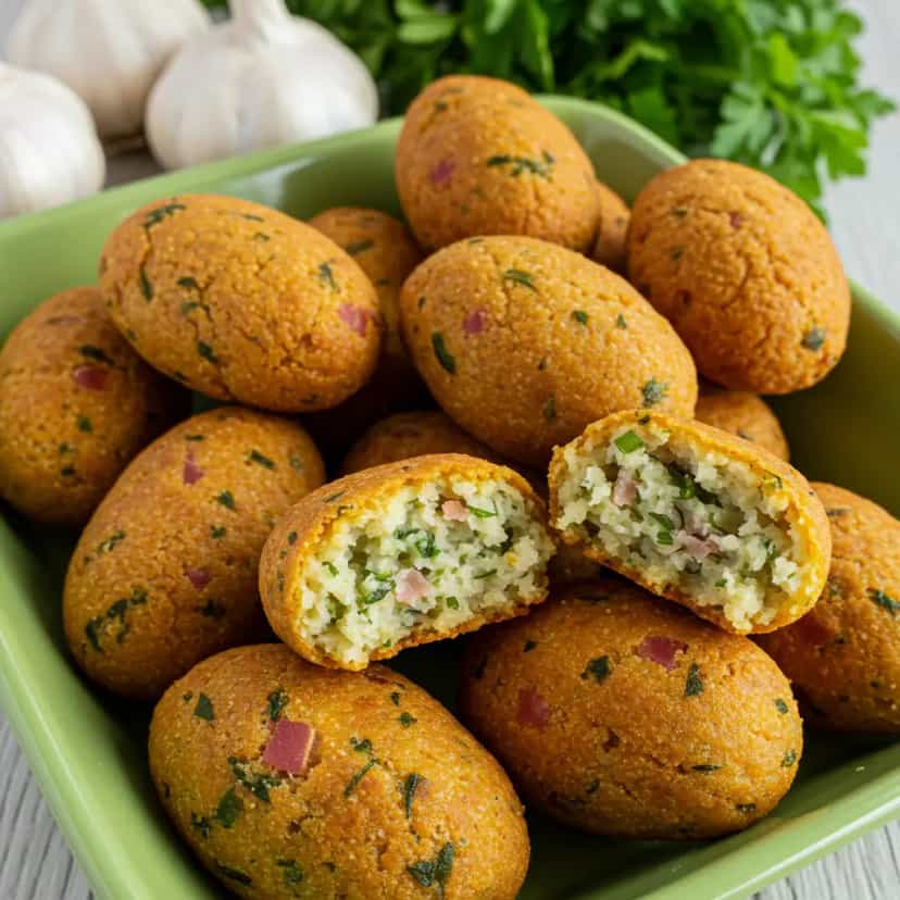 Foto deliciosa de Bolinho de arroz com calabresa pronta para servir - Salgadinhos