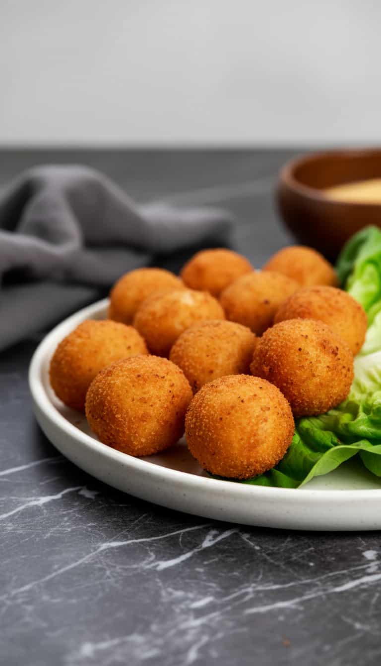 Foto deliciosa de Bolinho de Arroz com Folhas pronta para servir - Salgadinhos