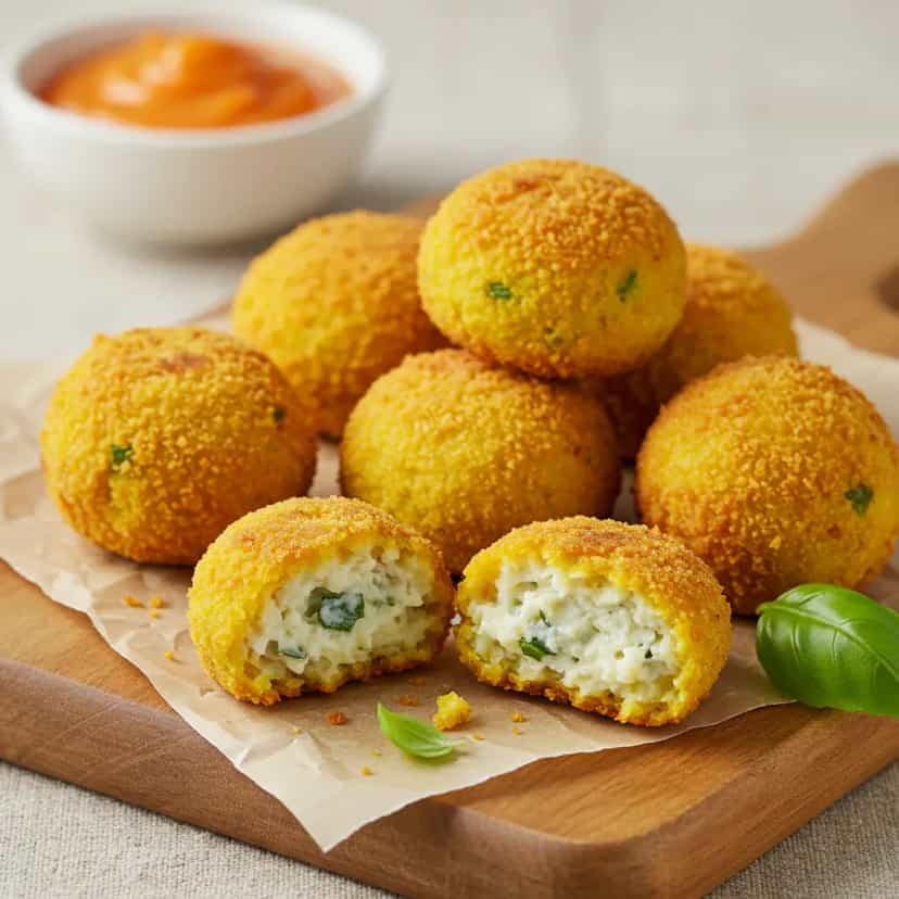 Foto deliciosa de Bolinho de Arroz e Batata Assado pronta para servir - Snacks Assados