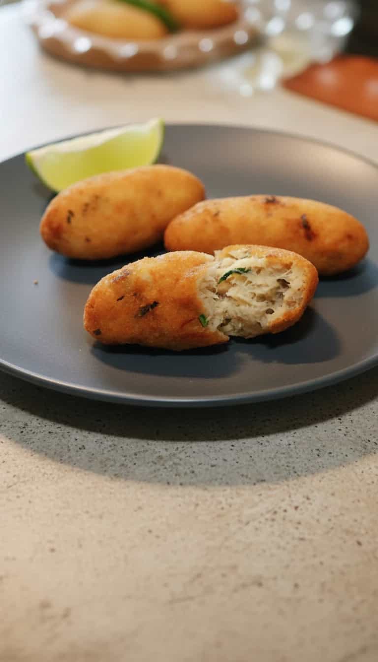 Foto deliciosa de Bolinho de Bacalhau pronta para servir - Salgadinhos