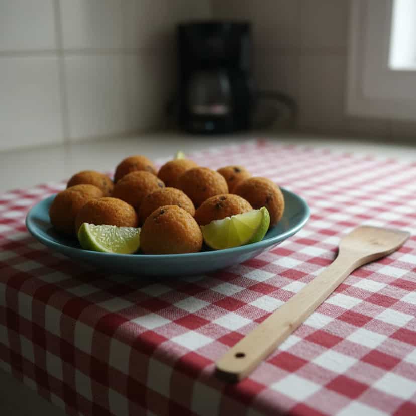 Foto deliciosa de Bolinho de Bacalhau pronta para servir - Salgadinhos