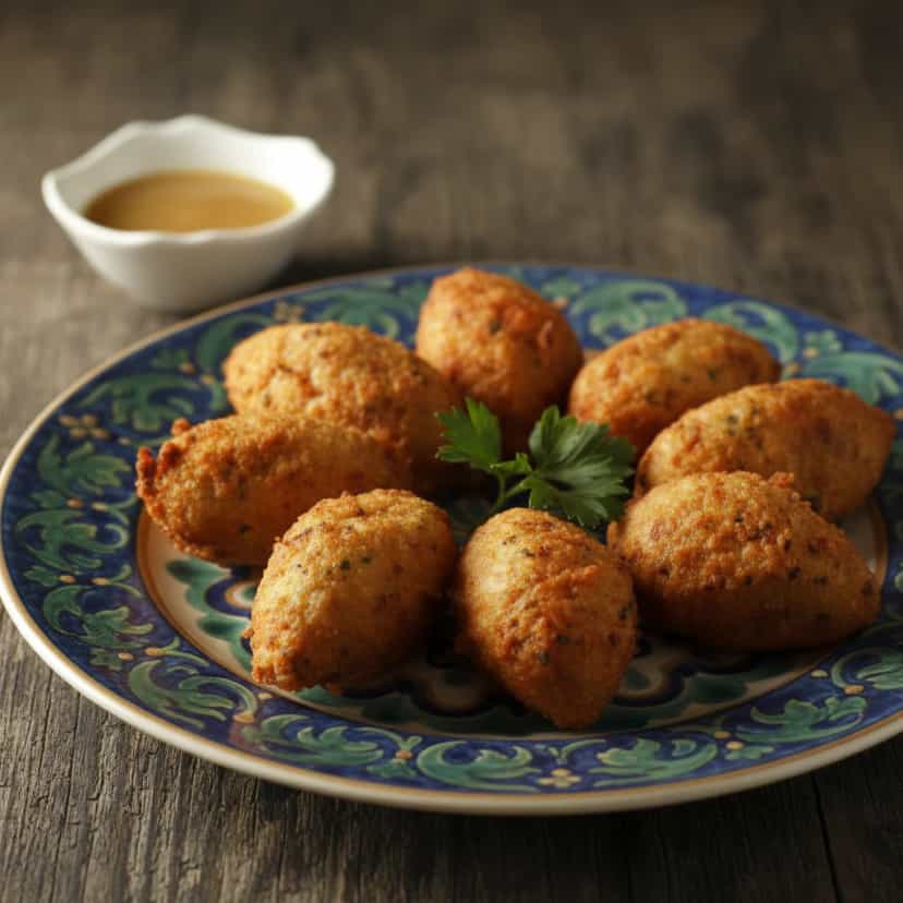 Foto deliciosa de Bolinho de Bacalhau pronta para servir - Salgadinhos