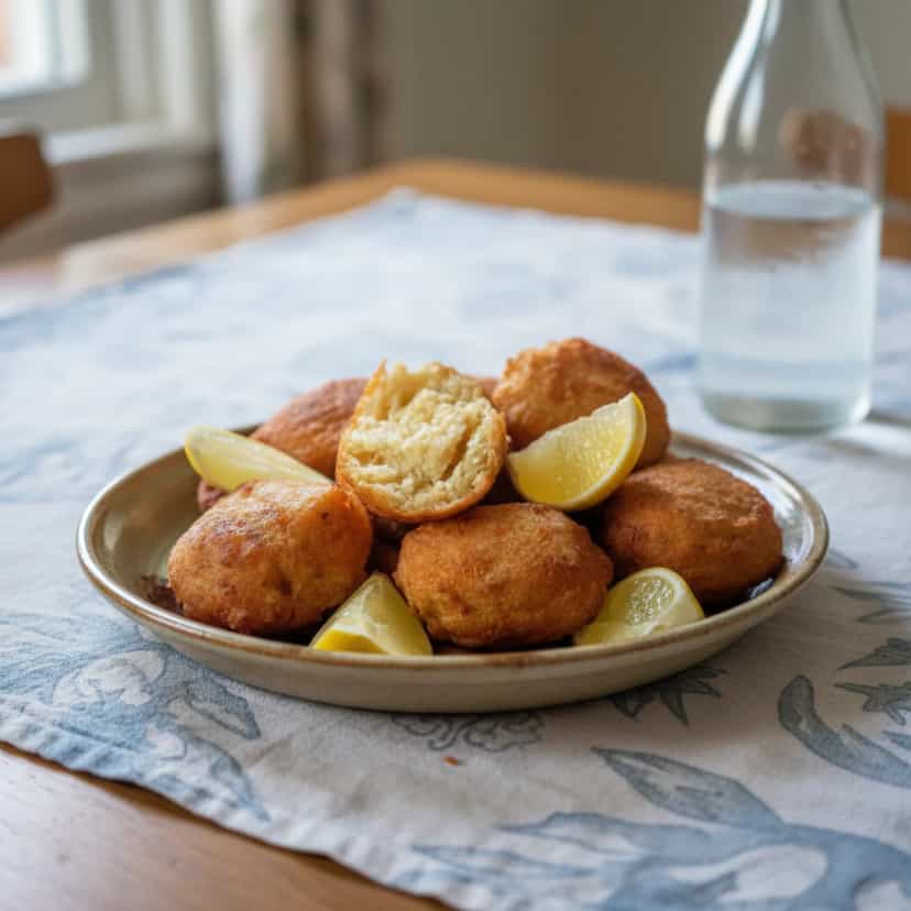 Foto deliciosa de Bolinho de Bacalhau pronta para servir - Salgadinhos