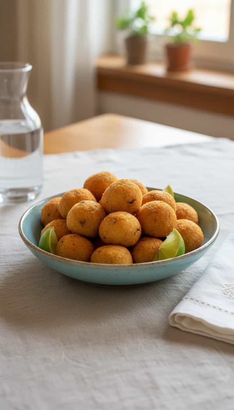 Foto deliciosa de Bolinho de Bacalhau pronta para servir - Salgadinhos