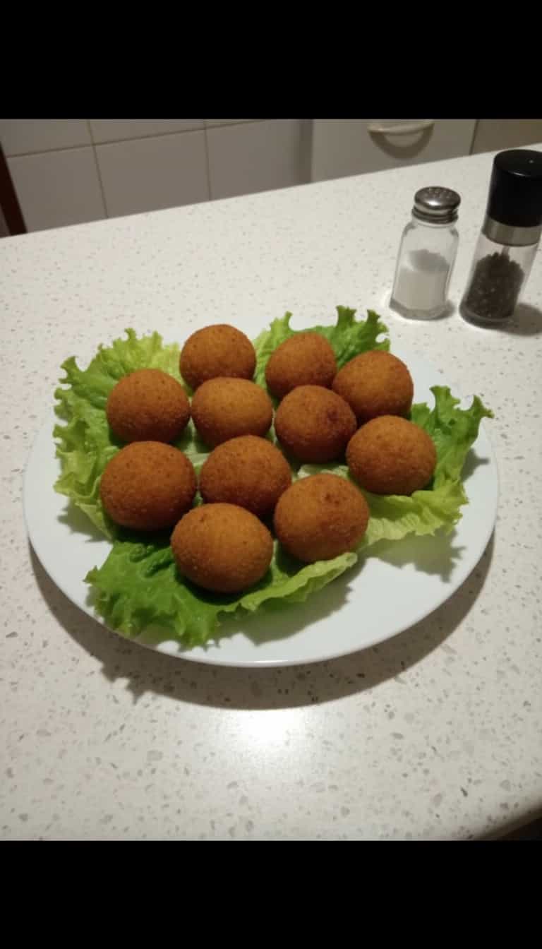Foto deliciosa de Bolinho de Bacalhau pronta para servir - Salgadinhos