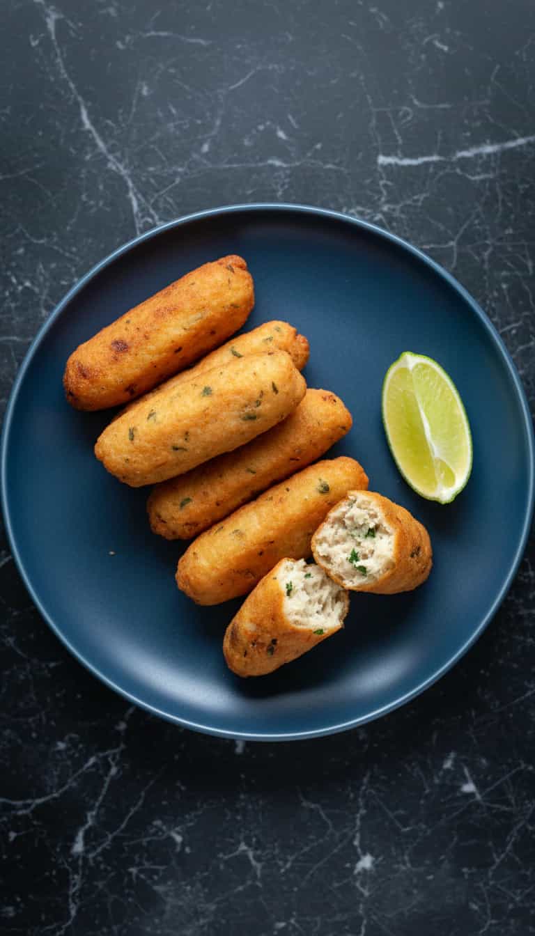 Foto deliciosa de Bolinho de Bacalhau pronta para servir - Salgadinhos