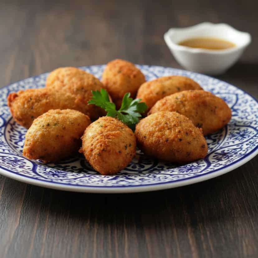 Foto deliciosa de Bolinho de Bacalhau pronta para servir - Salgadinhos