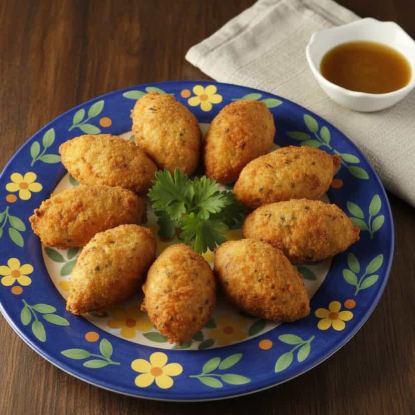 Foto deliciosa de Bolinho de Bacalhau pronta para servir - Salgadinhos
