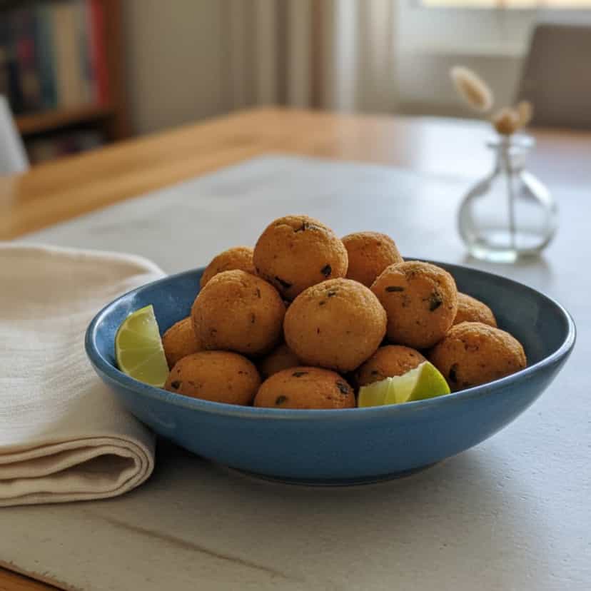 Foto deliciosa de Bolinho de Bacalhau pronta para servir - Salgadinhos