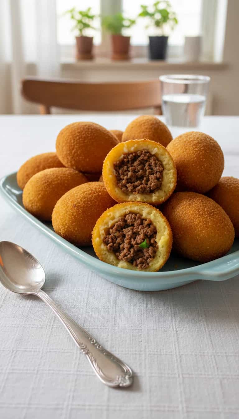 Foto deliciosa de Bolinho de batata com carne moída pronta para servir - Salgadinhos