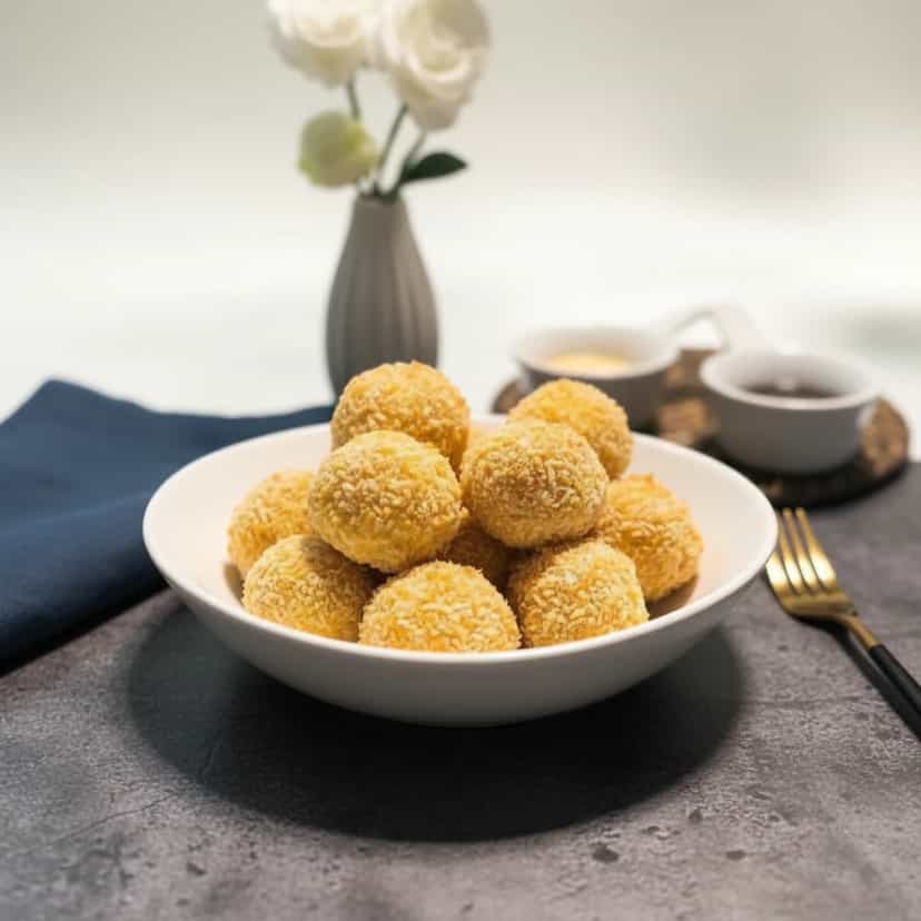 Foto deliciosa de Bolinho de Frango Crocante pronta para servir - Salgadinhos