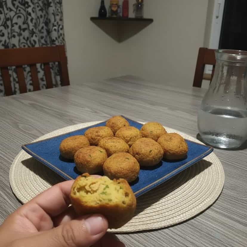 Foto deliciosa de Bolinho de Mandioquinha com Frango pronta para servir - Salgadinhos