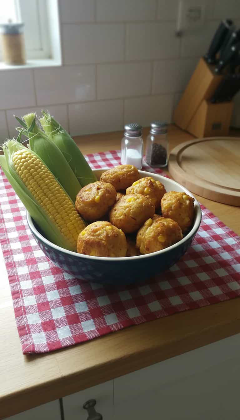 Foto deliciosa de Bolinho de Milho com Catupiry pronta para servir - Salgadinhos