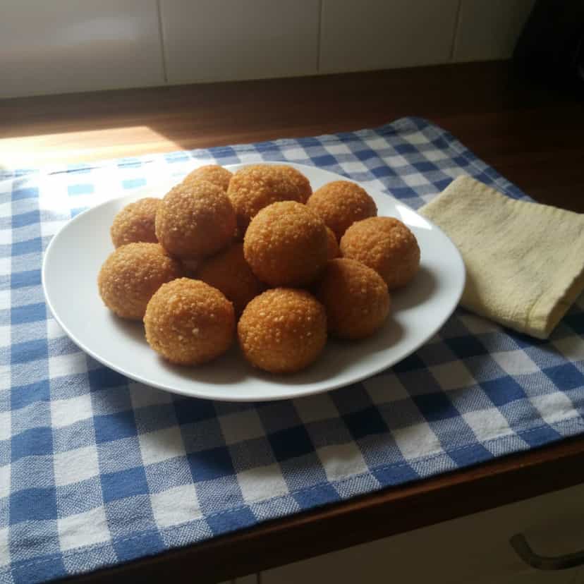 Foto deliciosa de Bolinhos de Arroz Crocantes pronta para servir - Salgadinhos