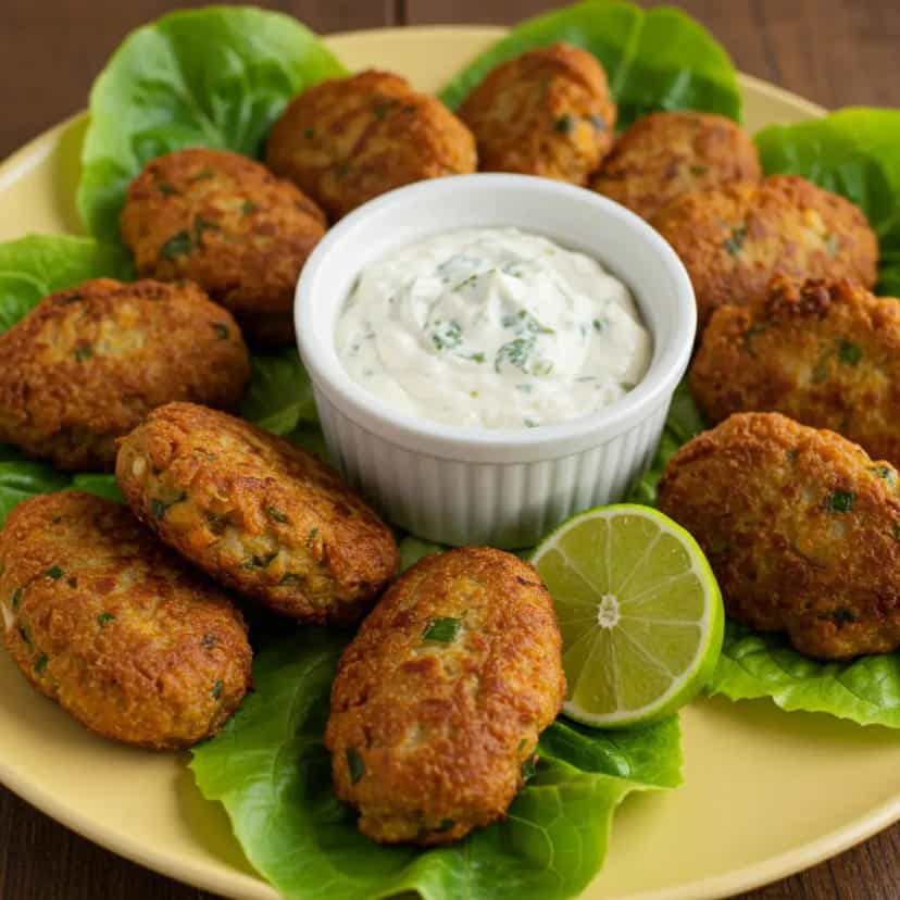 Foto deliciosa de Bolinhos de Bacalhau Assados pronta para servir - Salgadinhos