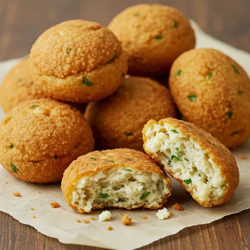 Foto deliciosa de Bolinhos de Bacalhau Tradicionais pronta para servir - Salgadinhos
