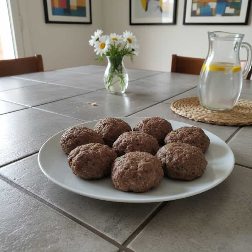Foto deliciosa de Bolinhos de Carne Assados com Aveia pronta para servir - Snacks Assados