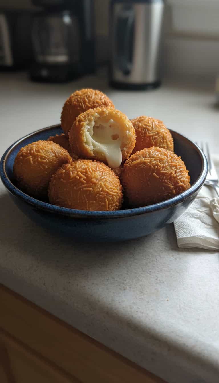 Foto deliciosa de Bolinhos de Queijo Cremosos pronta para servir - Salgadinhos