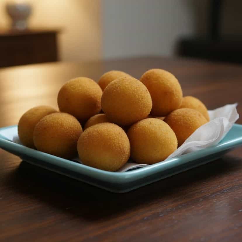 Foto deliciosa de Bolinhos de Queijo Cremosos pronta para servir - Salgadinhos