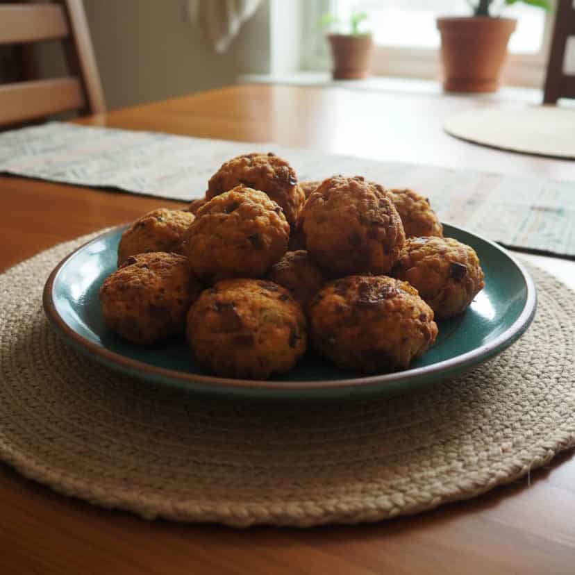 Foto deliciosa de Bolinhos de Soja com Legumes pronta para servir - Salgadinhos
