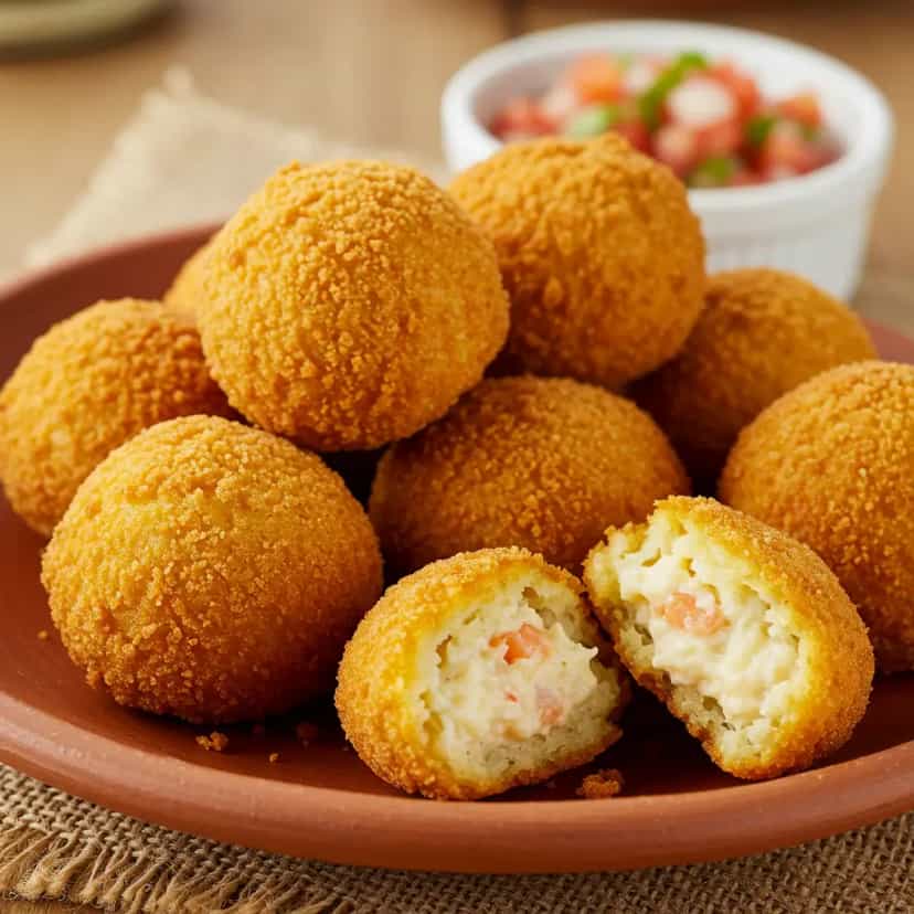 Foto deliciosa de Bolinhos de Vatapá Cremoso com Camarão pronta para servir - Salgadinhos