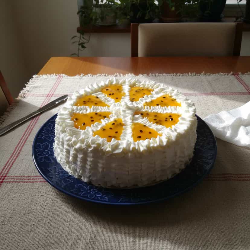 Foto deliciosa de Bolo com Mousse de Maracujá pronta para servir - Bolos & Cupcakes
