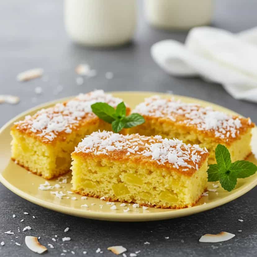 Foto deliciosa de Bolo de Abacaxi com Coco pronta para servir - Bolos & Cupcakes
