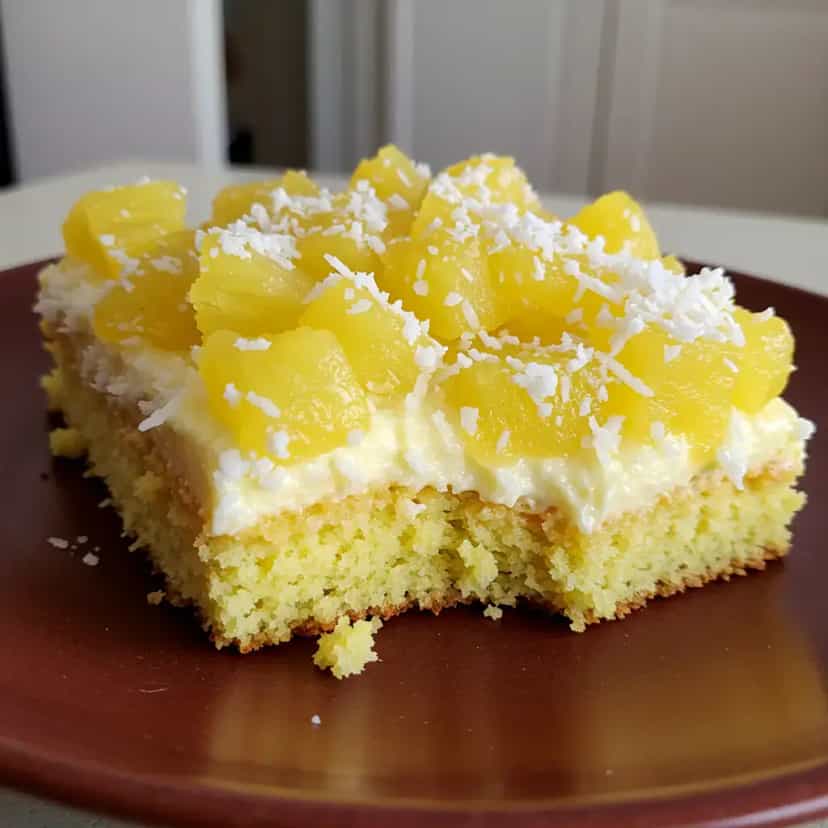 Foto deliciosa de Bolo de Abacaxi e Coco Cremoso pronta para servir - Bolos & Cupcakes