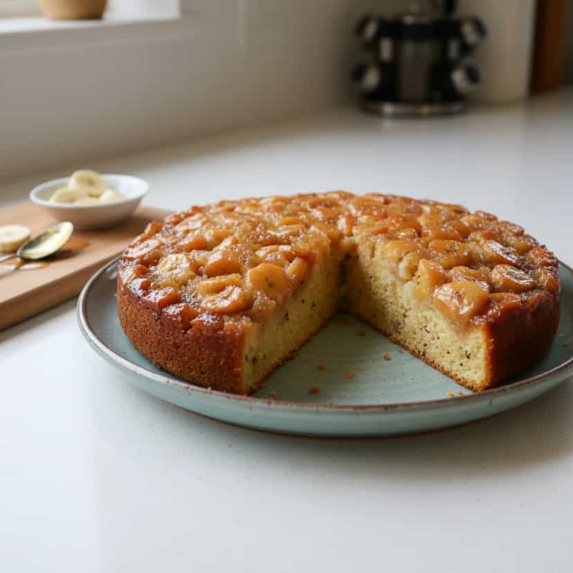 Foto deliciosa de Bolo de Banana com Calda Caramelada pronta para servir - Bolos & Cupcakes