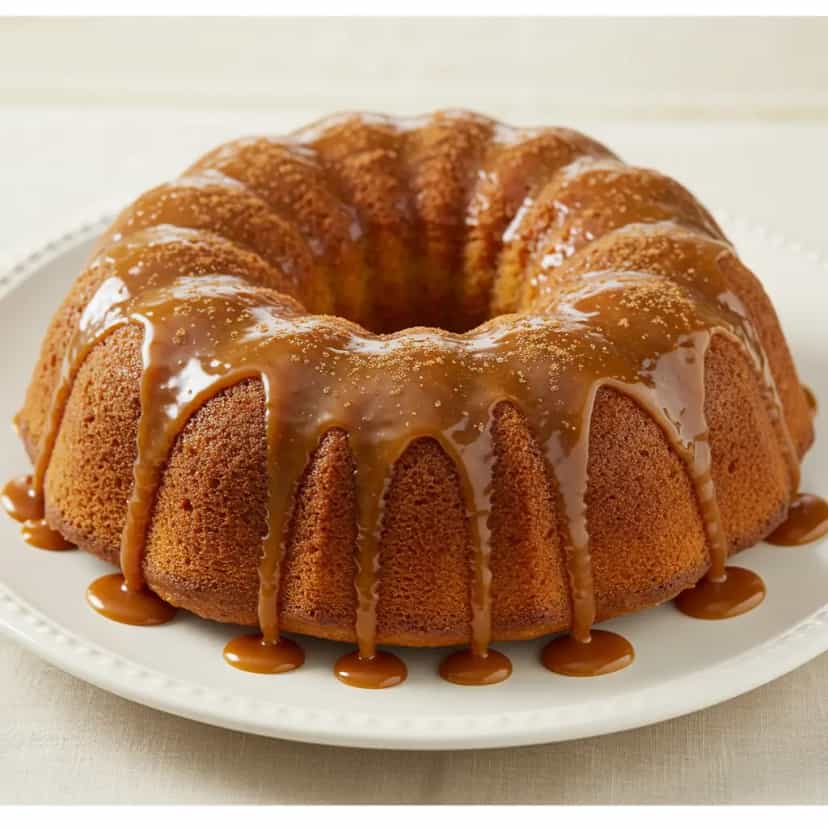 Foto deliciosa de Bolo de Banana com Calda de Caramelo pronta para servir - Bolos & Cupcakes