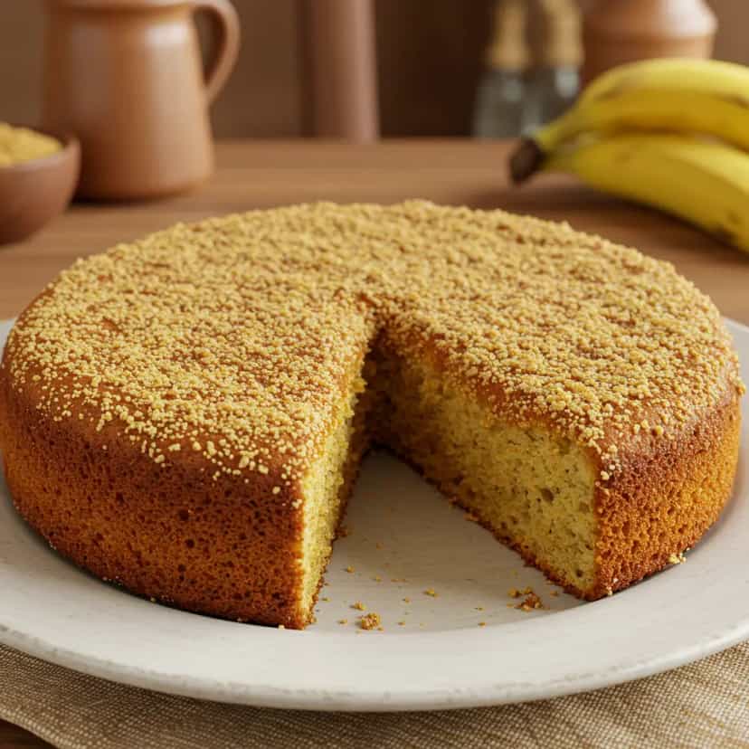 Foto deliciosa de Bolo de banana com farofa pronta para servir - Outras Receitas