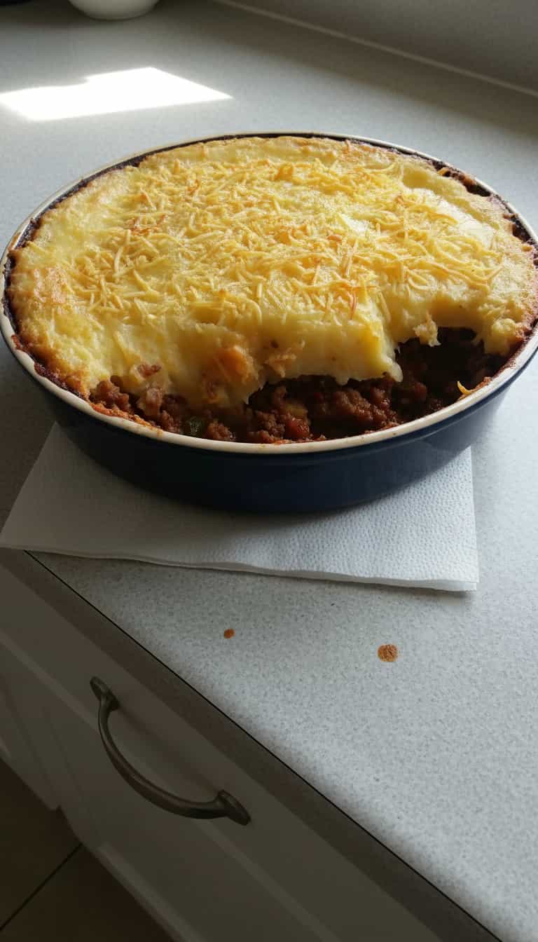Foto deliciosa de Bolo de Batata com Carne Moída pronta para servir - Almoço & Jantar