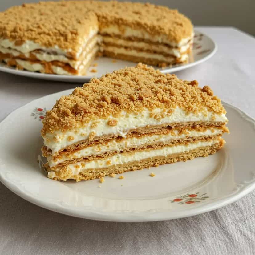 Foto deliciosa de Bolo de Bolacha Maria com Pudim pronta para servir - Pudins & Cremes