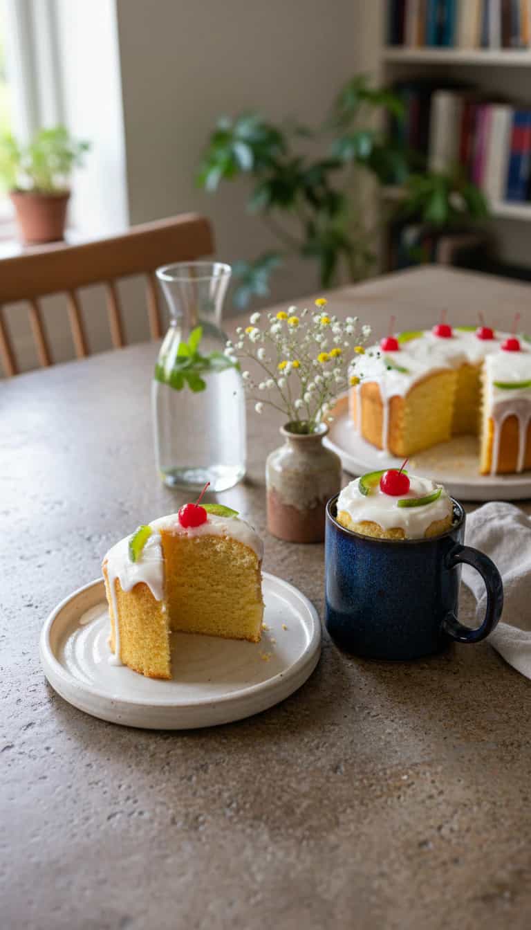 Foto deliciosa de Bolo de Caneca Cremoso de Coco pronta para servir - Bolos & Cupcakes