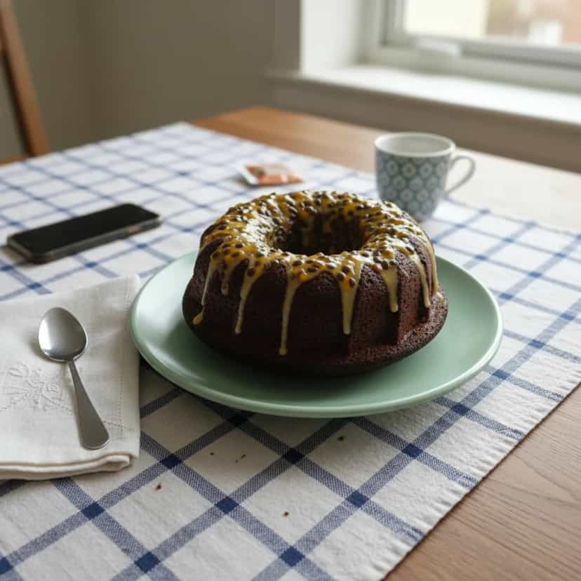 Foto deliciosa de Bolo de Chocolate com Maracujá pronta para servir - Bolos & Cupcakes