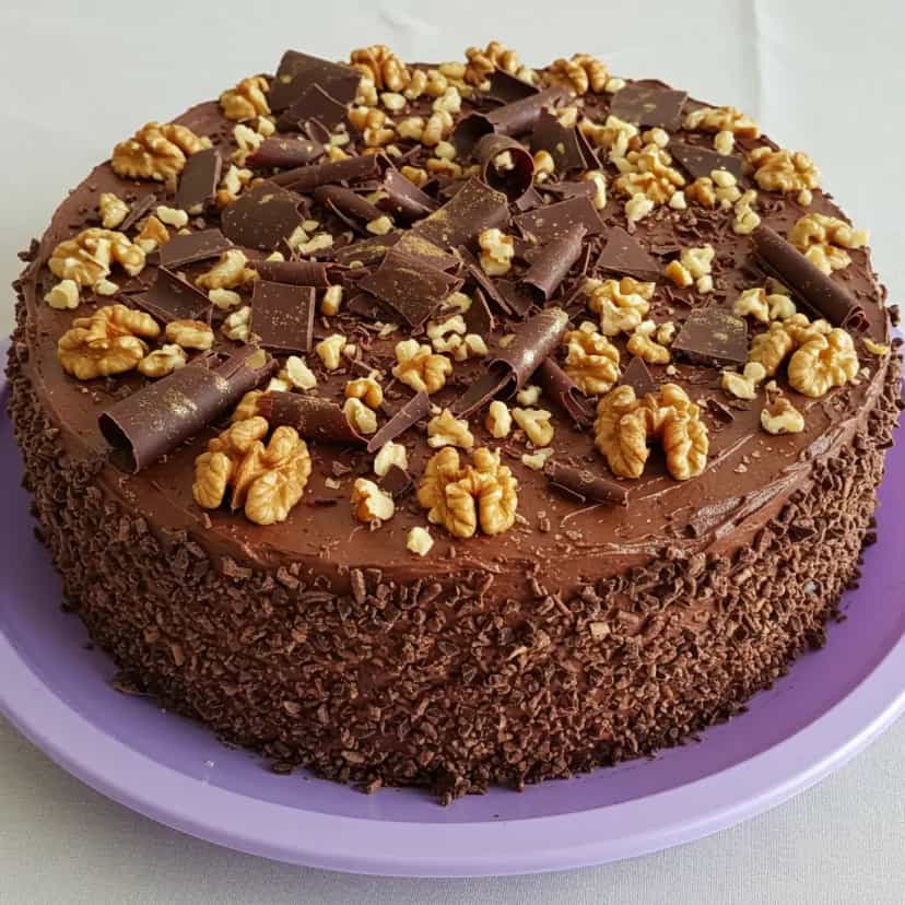Foto deliciosa de Bolo de Chocolate com Nozes pronta para servir - Bolos & Cupcakes