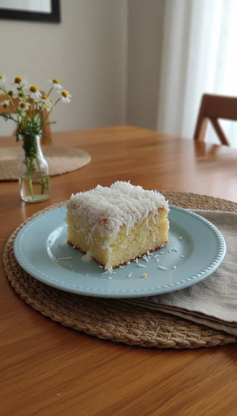 Foto deliciosa de Bolo de Coco Cremoso pronta para servir - Bolos & Cupcakes