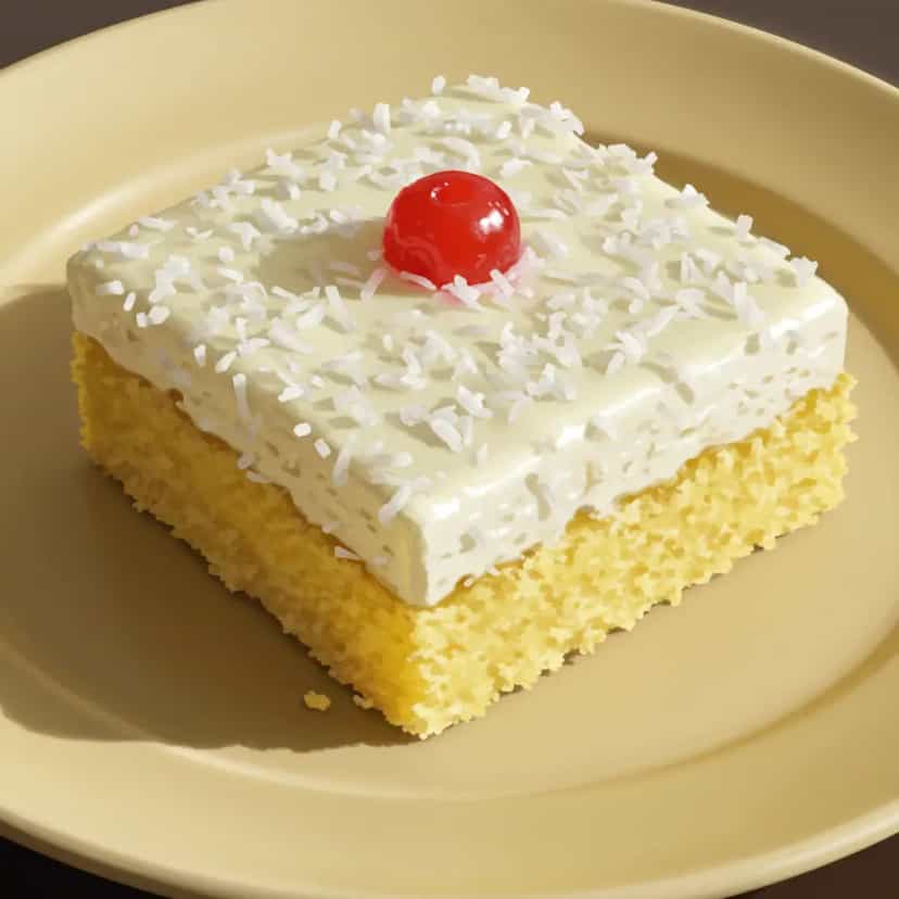 Foto deliciosa de Bolo de Coco Gelado com Creme de Leite pronta para servir - Bolos & Cupcakes