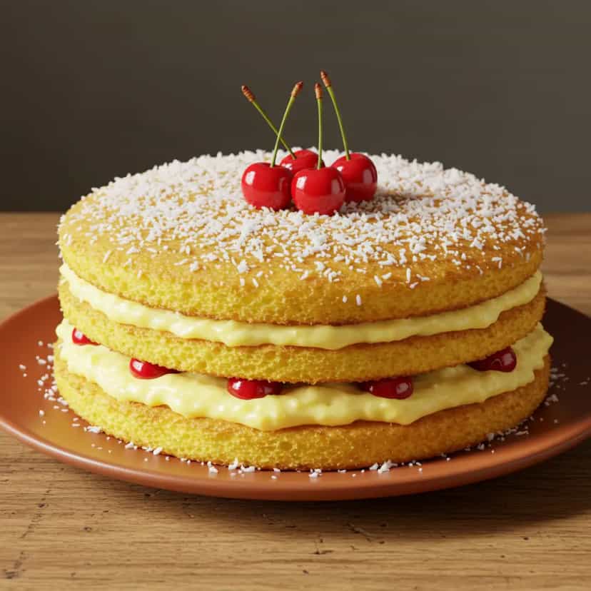 Foto deliciosa de Bolo de Custard Cremoso pronta para servir - Bolos & Cupcakes