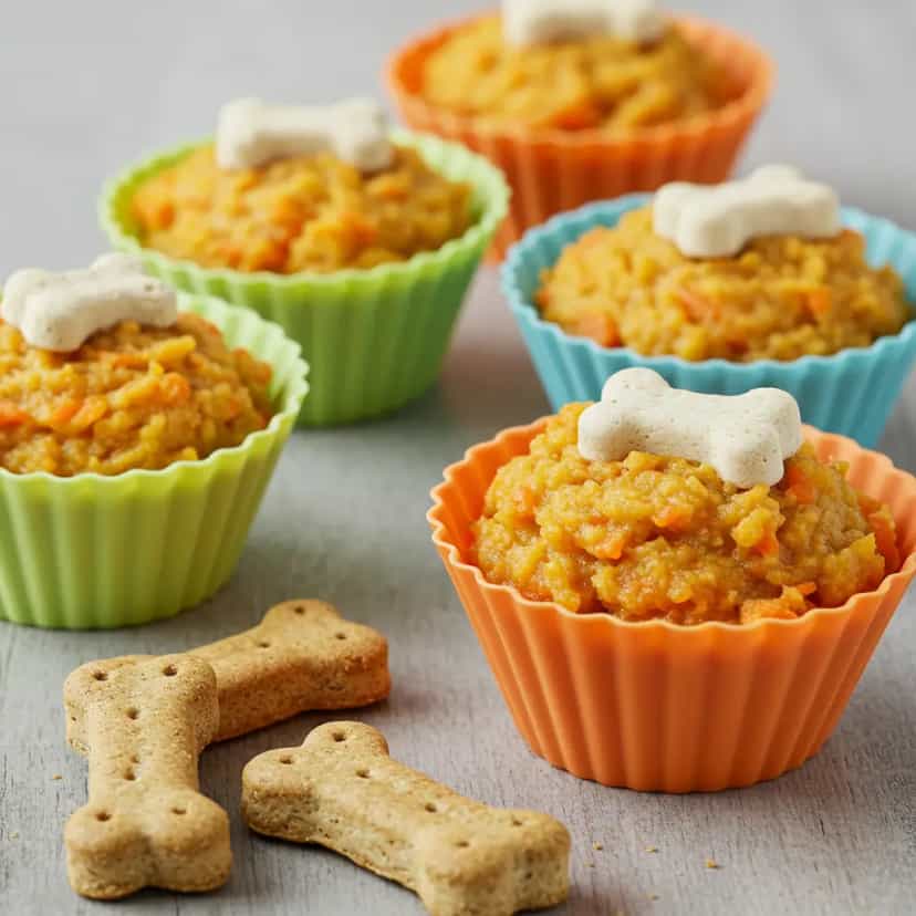 Foto deliciosa de Bolo de Frango e Cenoura para Cães pronta para servir - Snacks Naturais